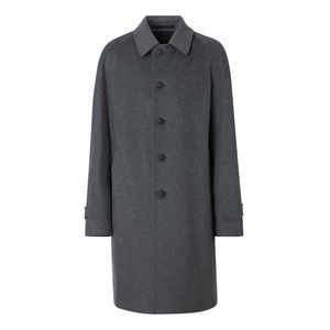 NEW BURBERRY BLACKHEATH GRAY WOOL CASHMERE CHECK COLLAR TRENCH COAT US 44 EUR 54